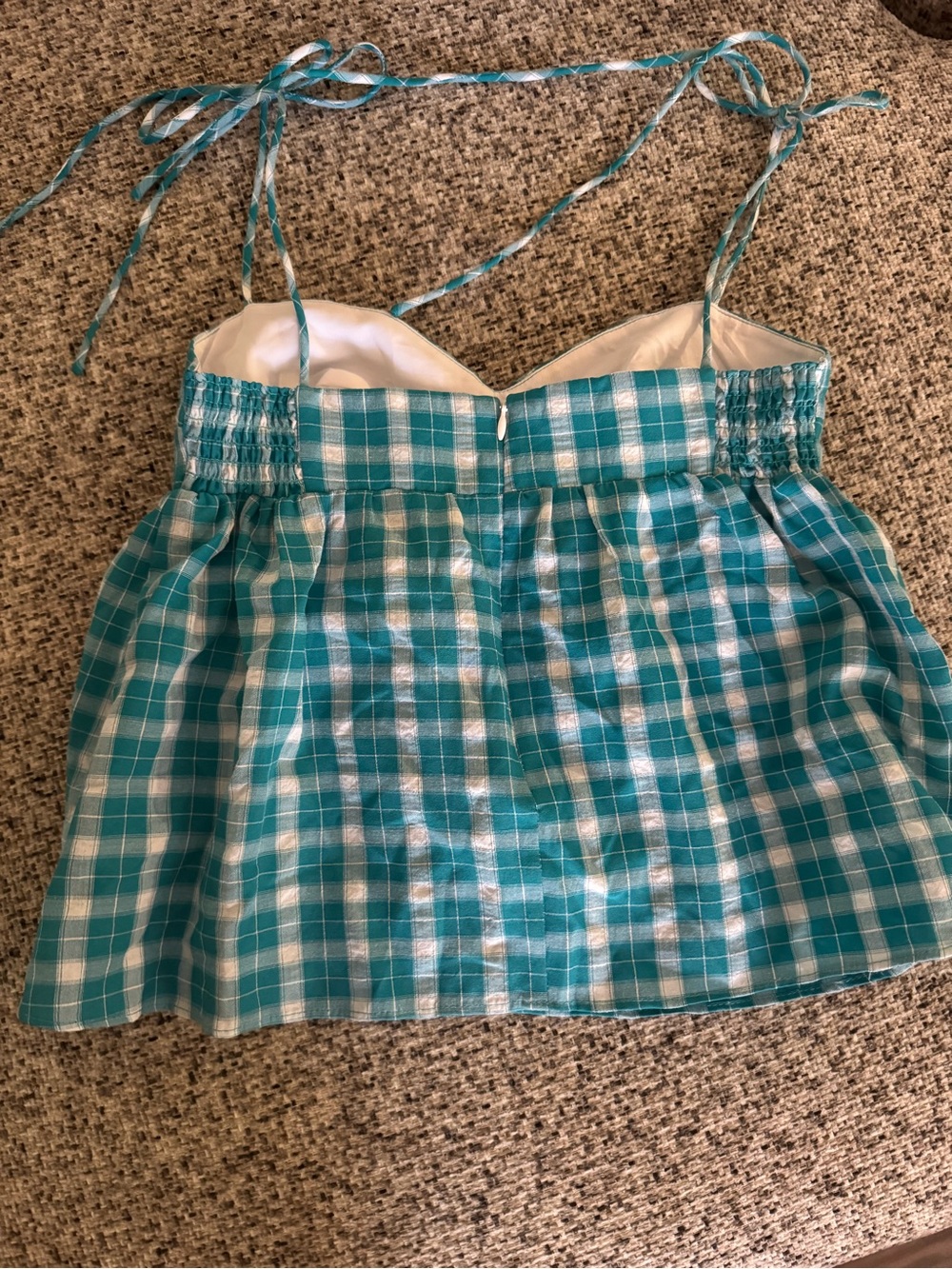 Amanda Uprichard Blue Plaid Tank Top - Picture 5 of 5
